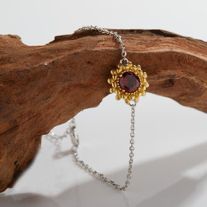 Daisy Charm Garnet Bracelet